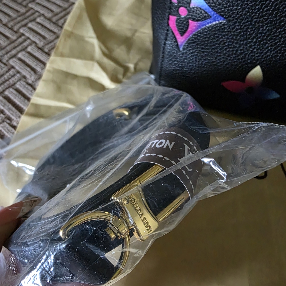 Source Unknown Black Satchel with Multicolor Mono… - image 3